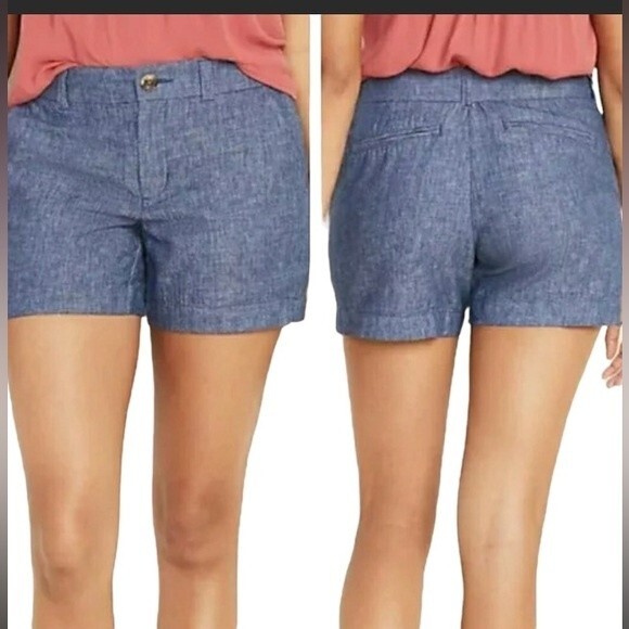 Old Navy Everyday Shorts Chambray Linen Blend Women's 16 High Waist 5" Inseam - Picture 3 of 14